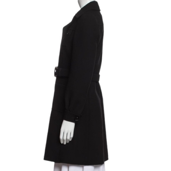 GUCCI black wool jacket large logo belt button down cuff long coat Luxury NWT - Picture 15 of 16